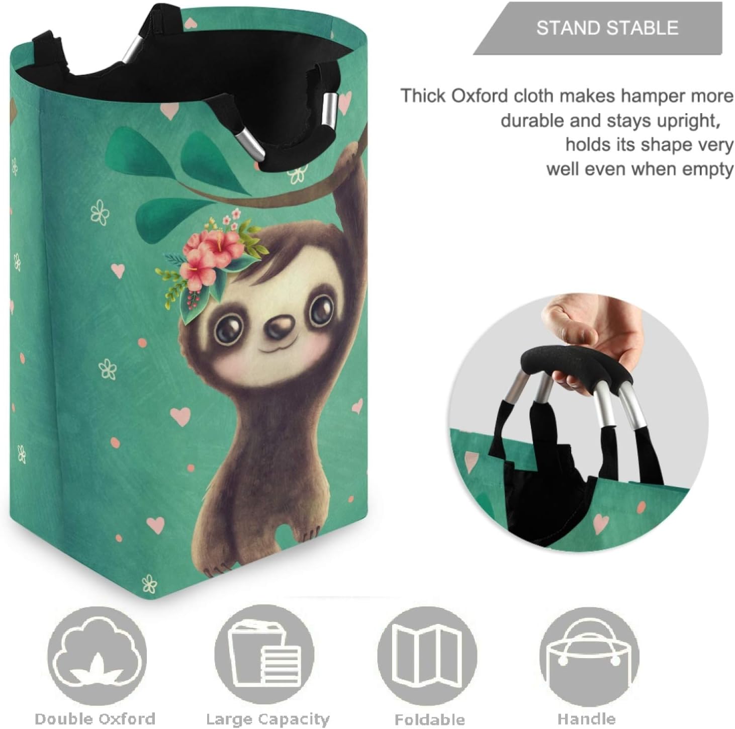 visesunny Classic Sloth Laundry Hamper Basket