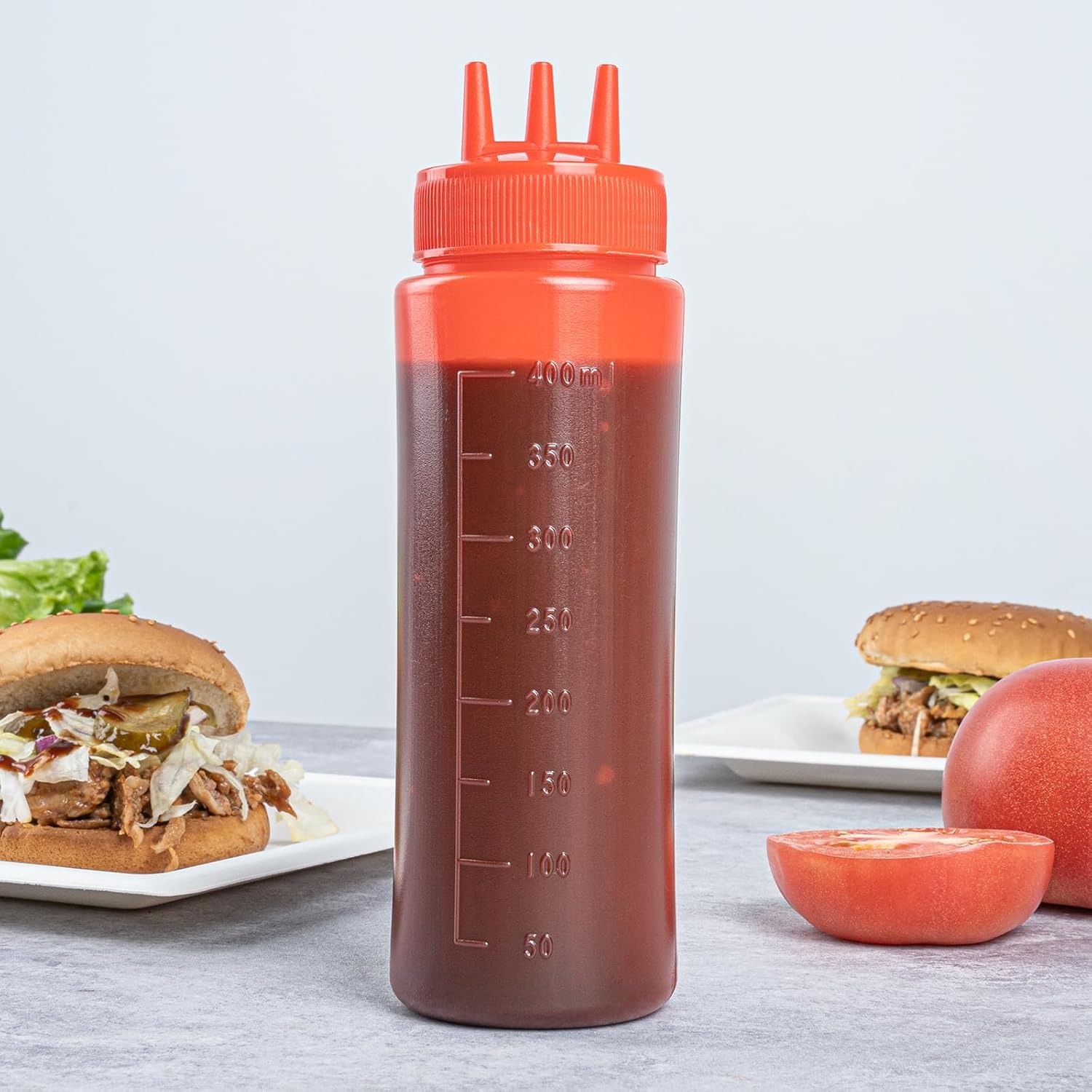 16 Ounce Condiment Squeeze Bottles with Triple Dispersion Tips 1