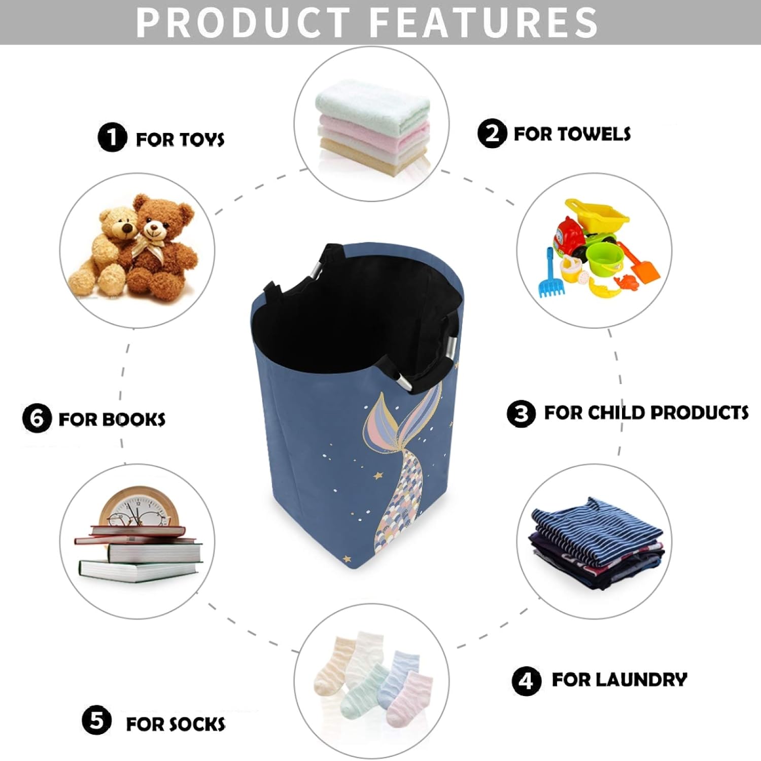 Visesunny Foldable Laundry Hamper with Gold Sparkle