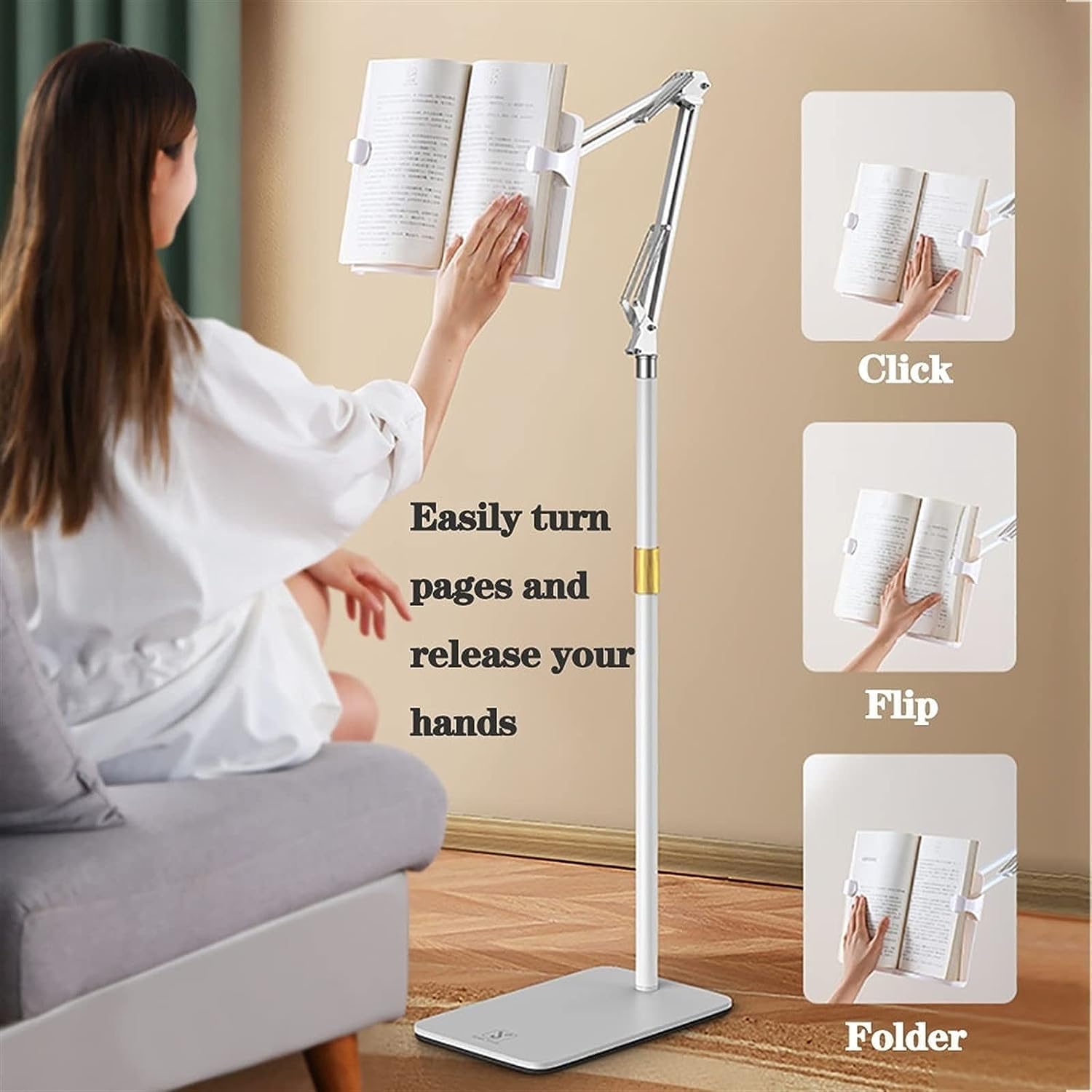 Adjustable Tablet Floor Stand for Comfortable Reading and Cooking 1