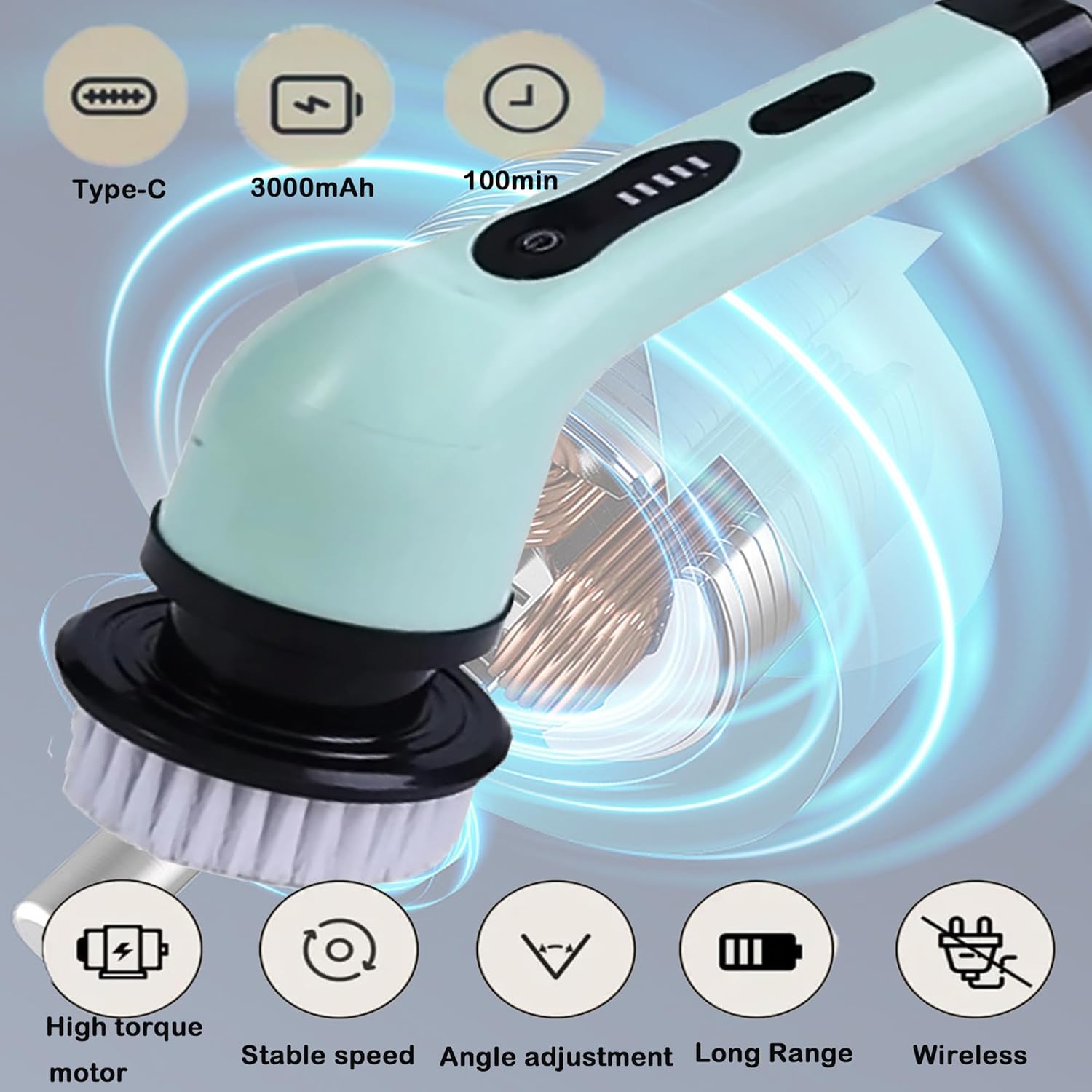 KIRIKIT Electric Spin Scrubber 9 in 1 Cordless