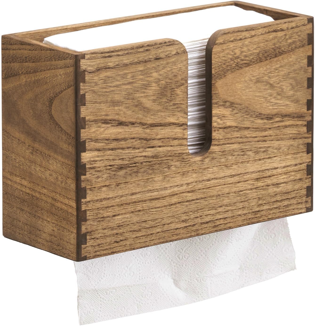 KIRIGEN Wood Paper Towel Dispenser - Wall Mounted and Countertop