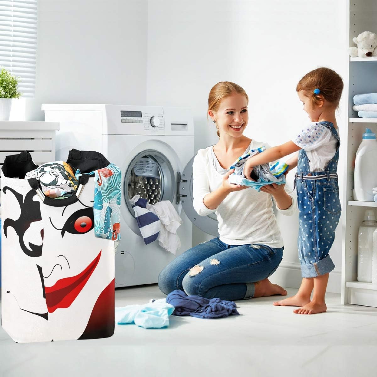 visesunny Funny Poker Laundry Hamper with Handle