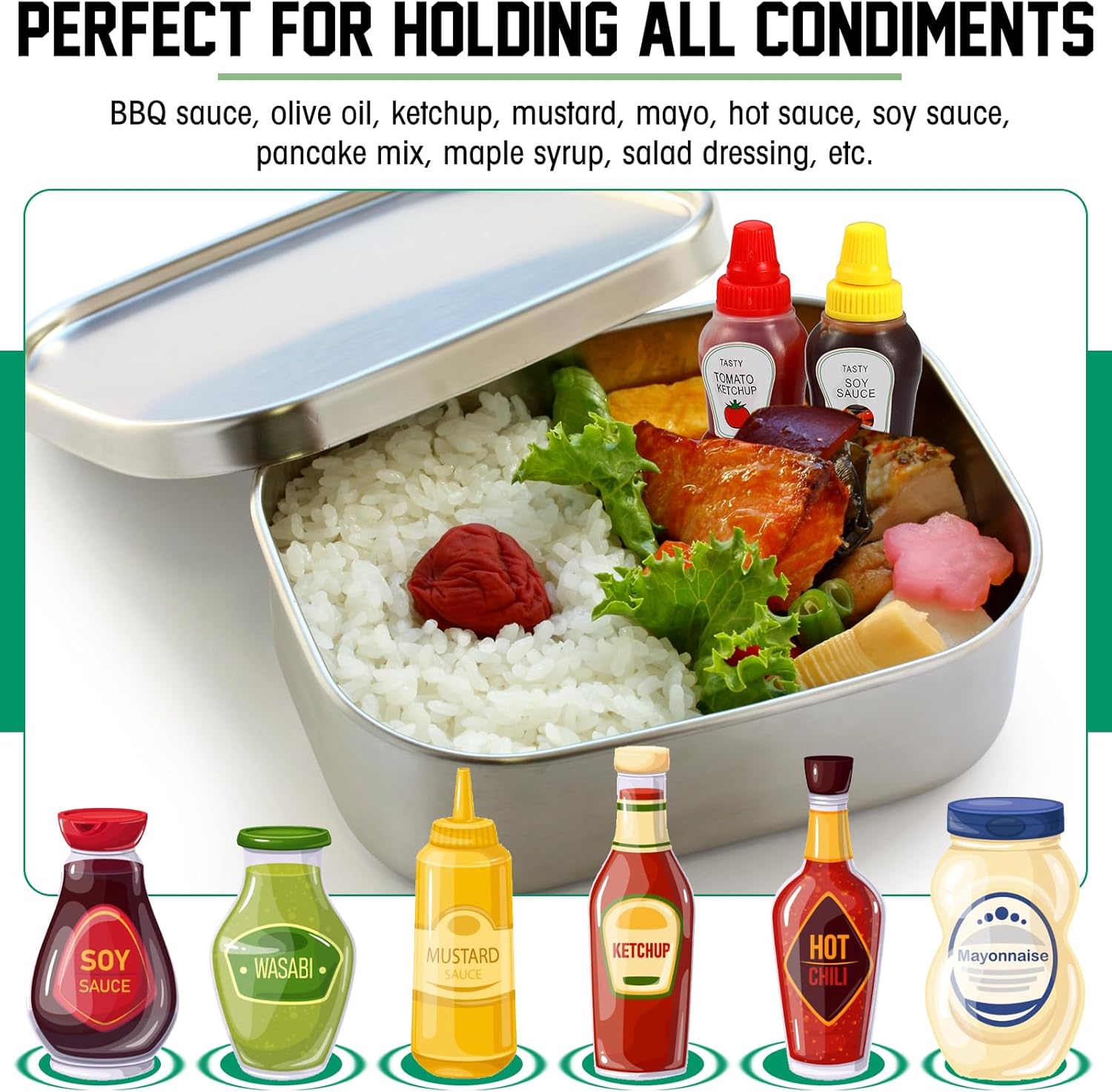Hoolerry 8 Pcs Mini Condiment Bottles with Animal Food Picks