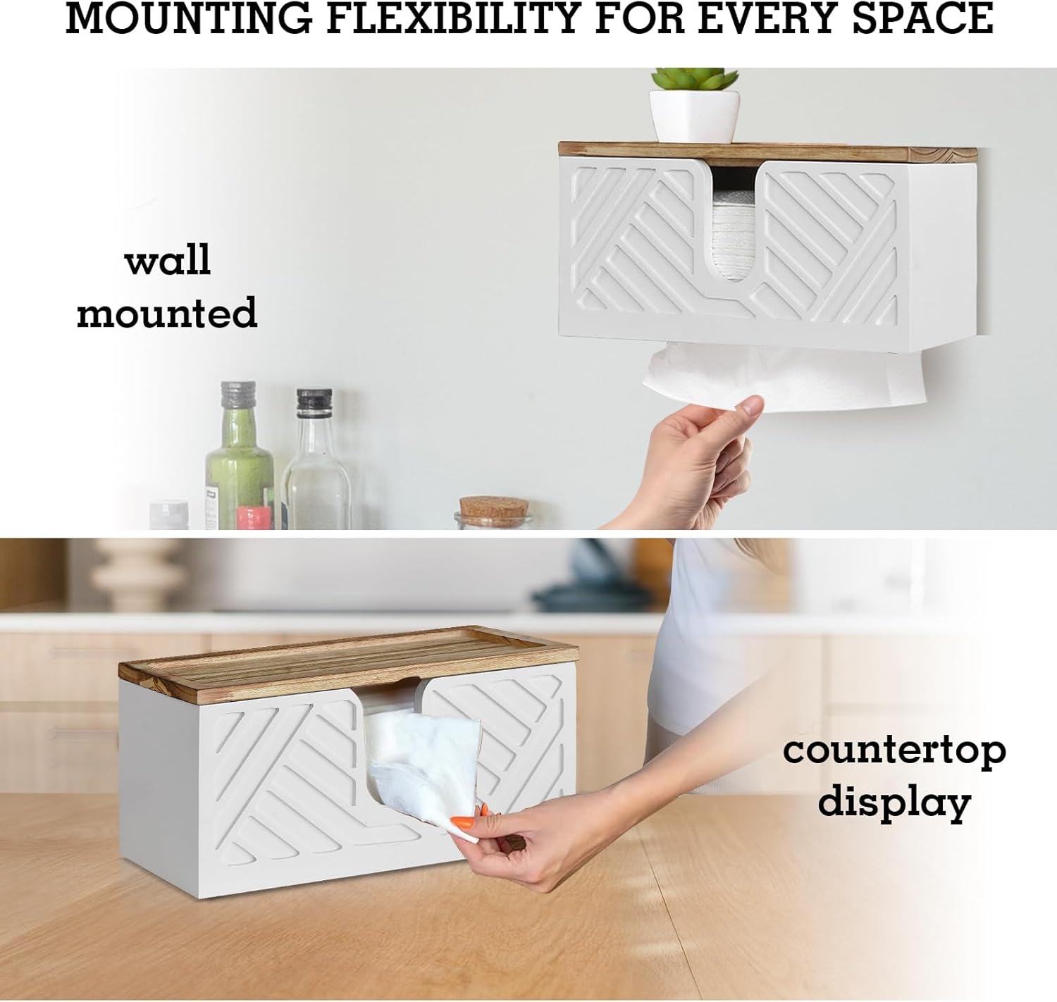 Solid Wood Paper Towel Dispenser Wall Mounted with Lid 1