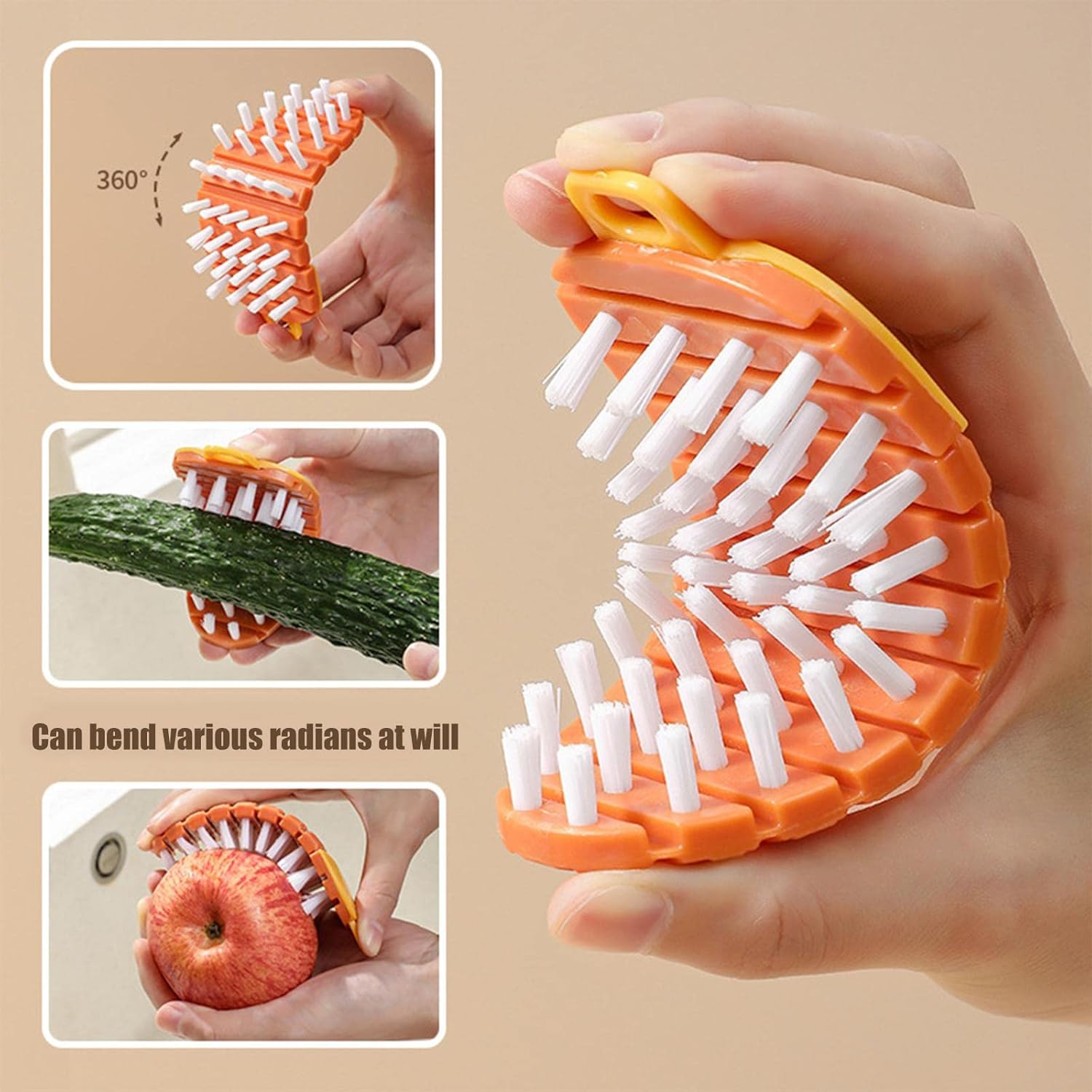 Flexible Fruit Veggie Scrubber Brush for Kitchen Cleaning