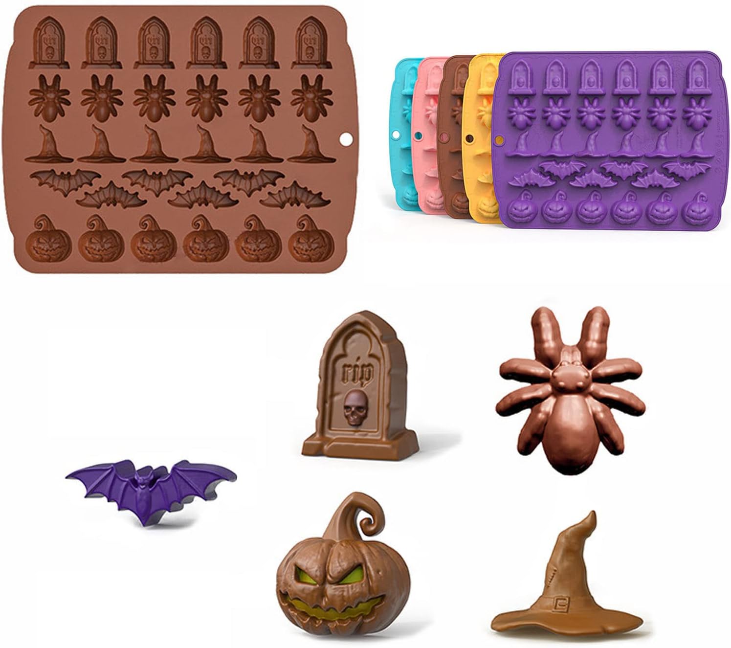 Junhcone Halloween Silicone Baking Molds 4 Colors
