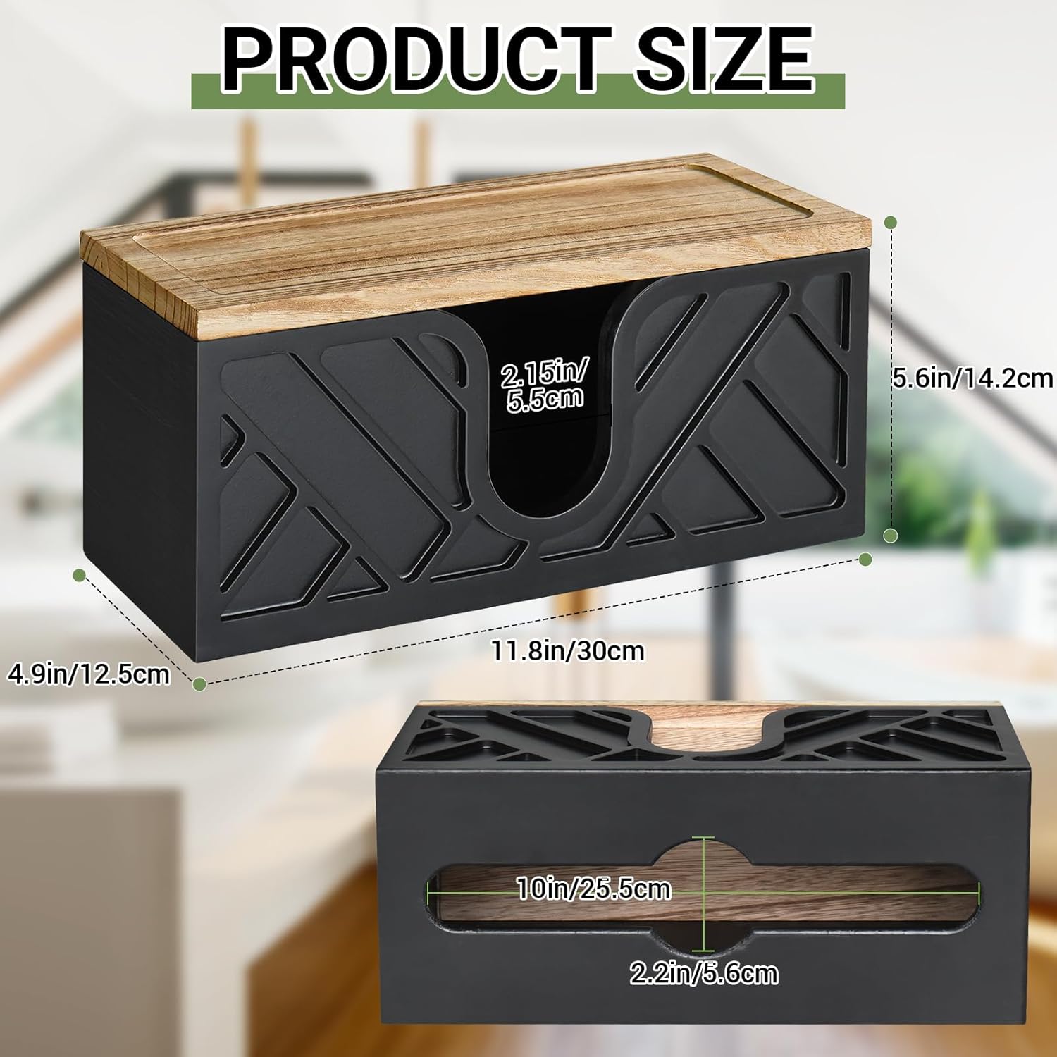 Zecela Wood Paper Towel Holder with Lid