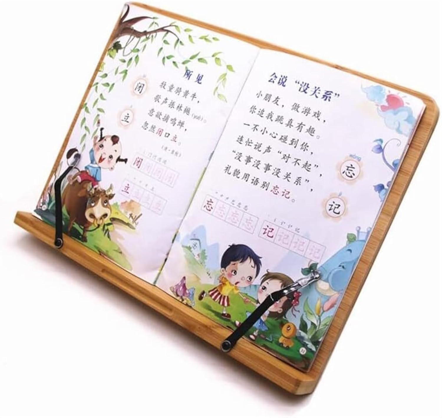Adjustable Bamboo Book Stand with Foldable Design 1