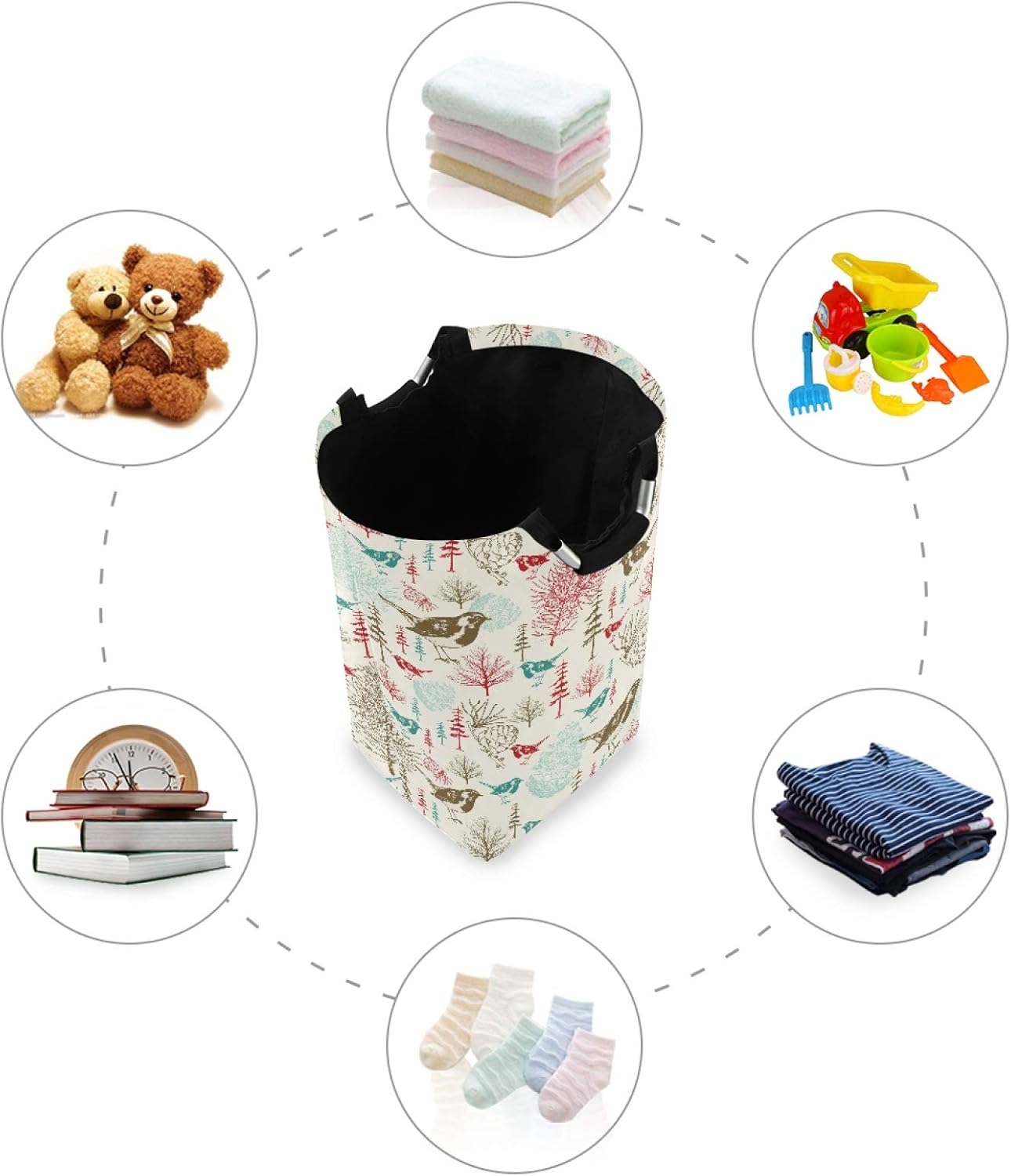 Susiyo Winter Birds Foldable Laundry Basket
