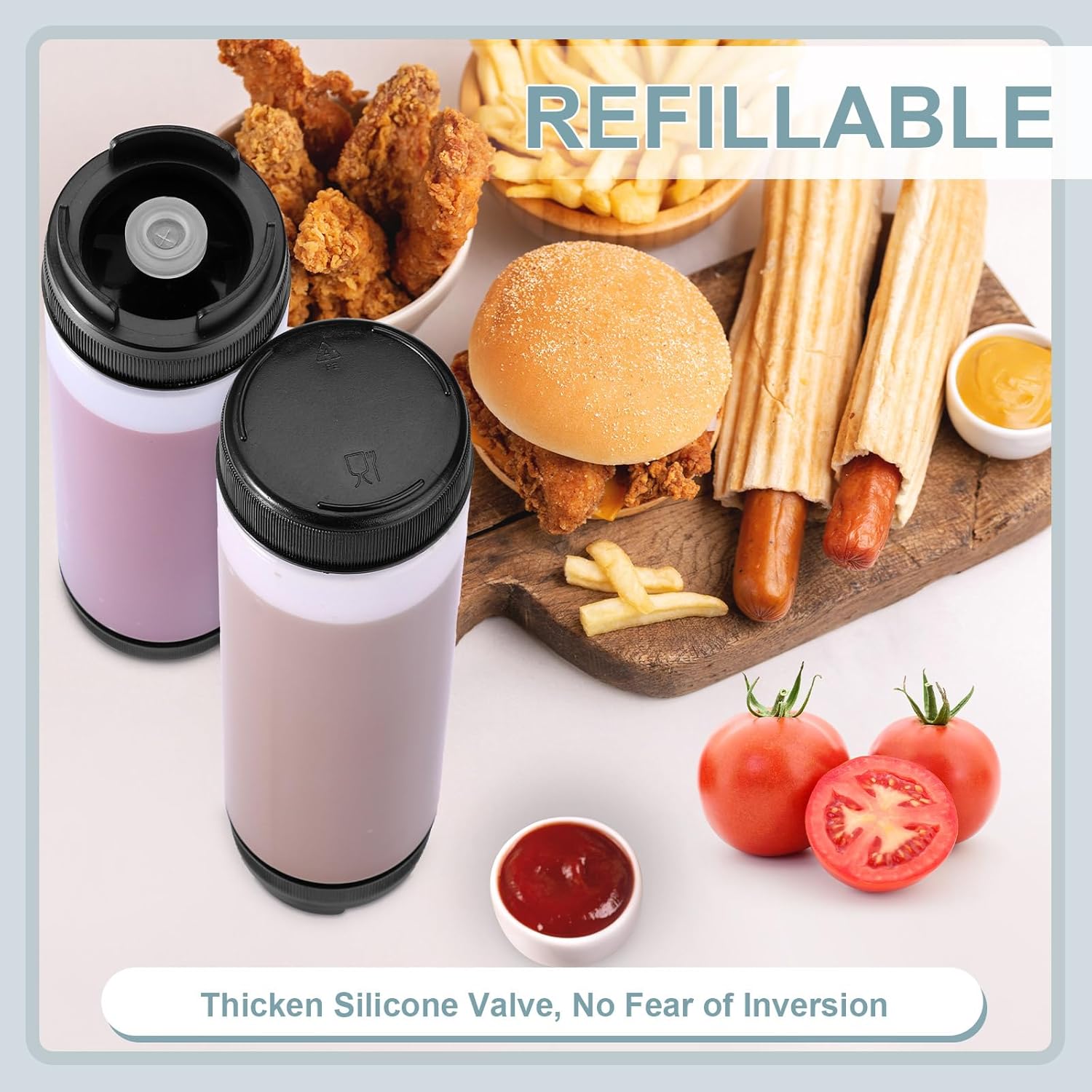 Sabary 6 Pcs 16 oz Condiment Squeeze Bottles with Inverted Design