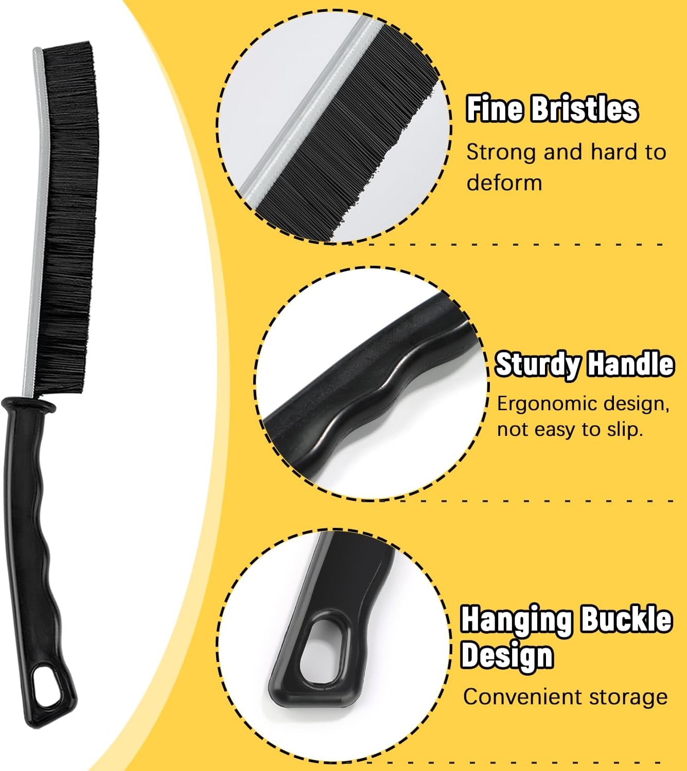 Pinsit 4Pcs Crevice Cleaning Brush Set with Hooks for Kitchen and Bathroom