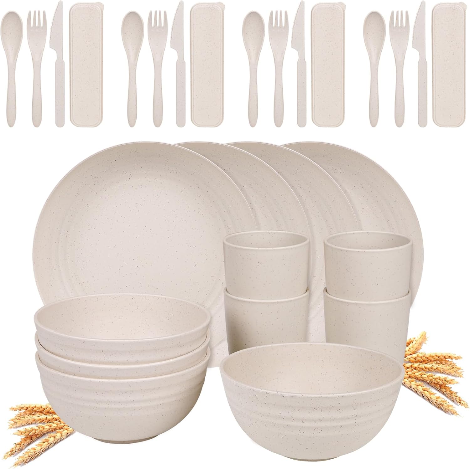 Idealic Wheat Straw Dinnerware Set 28-Piece