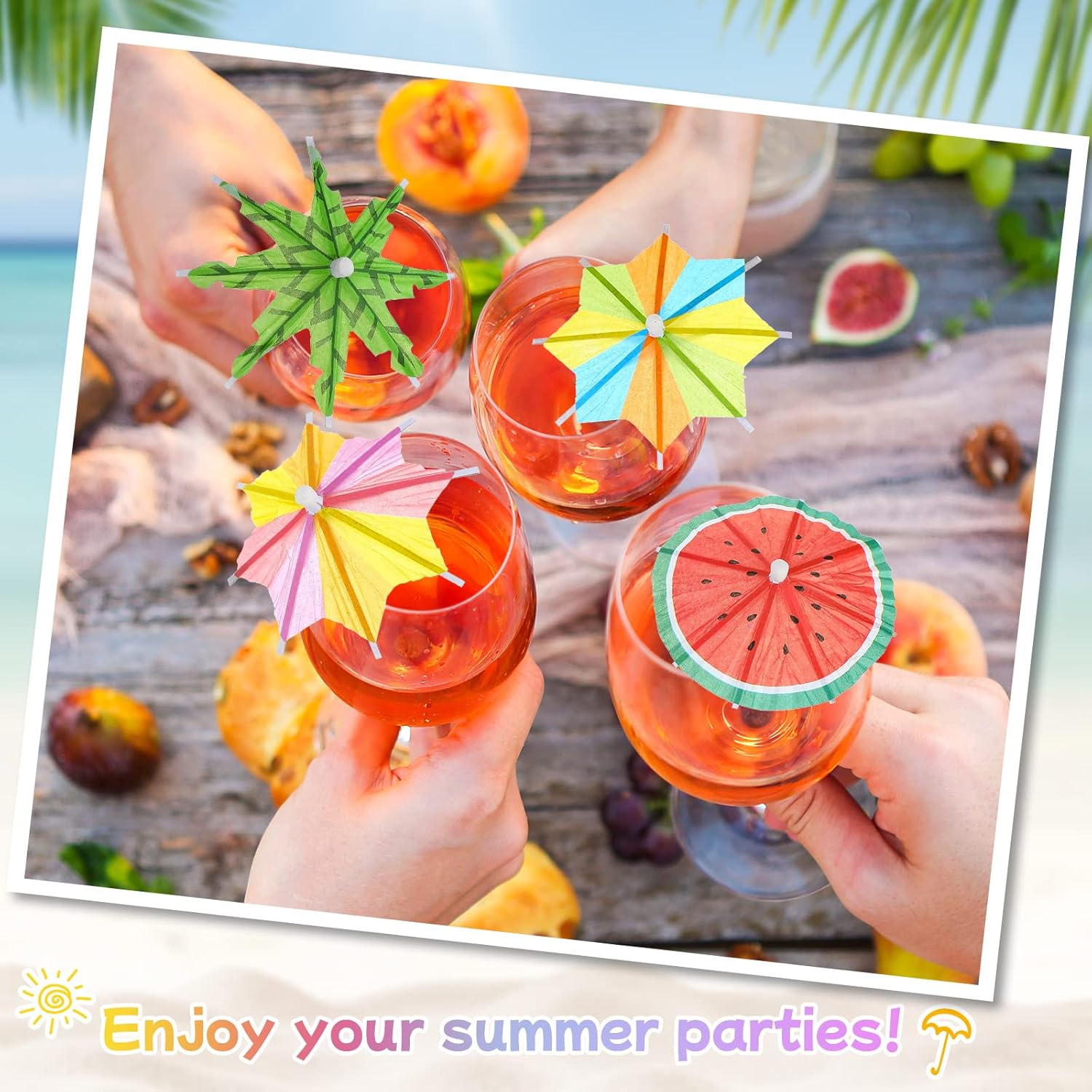 Rtteri 200 Pcs Tropical Drink Umbrella Cocktail Picks