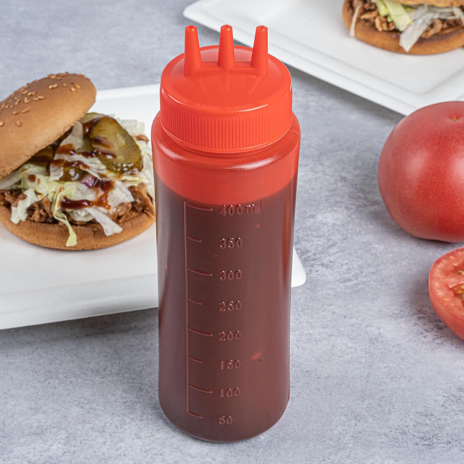 16 Ounce Condiment Squeeze Bottles with Triple Dispersion Tips 1