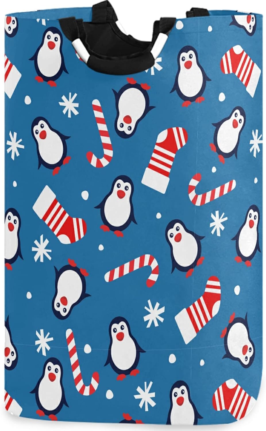visesunny Foldable Laundry Hamper with Penguin Christmas Design