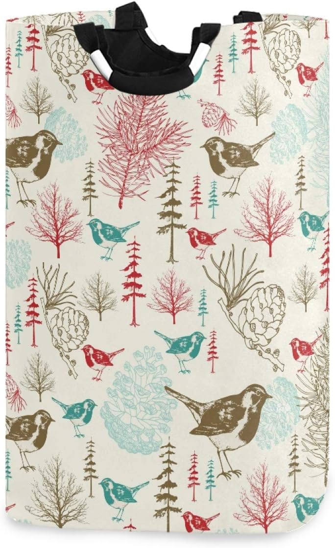 Susiyo Winter Birds Foldable Laundry Basket
