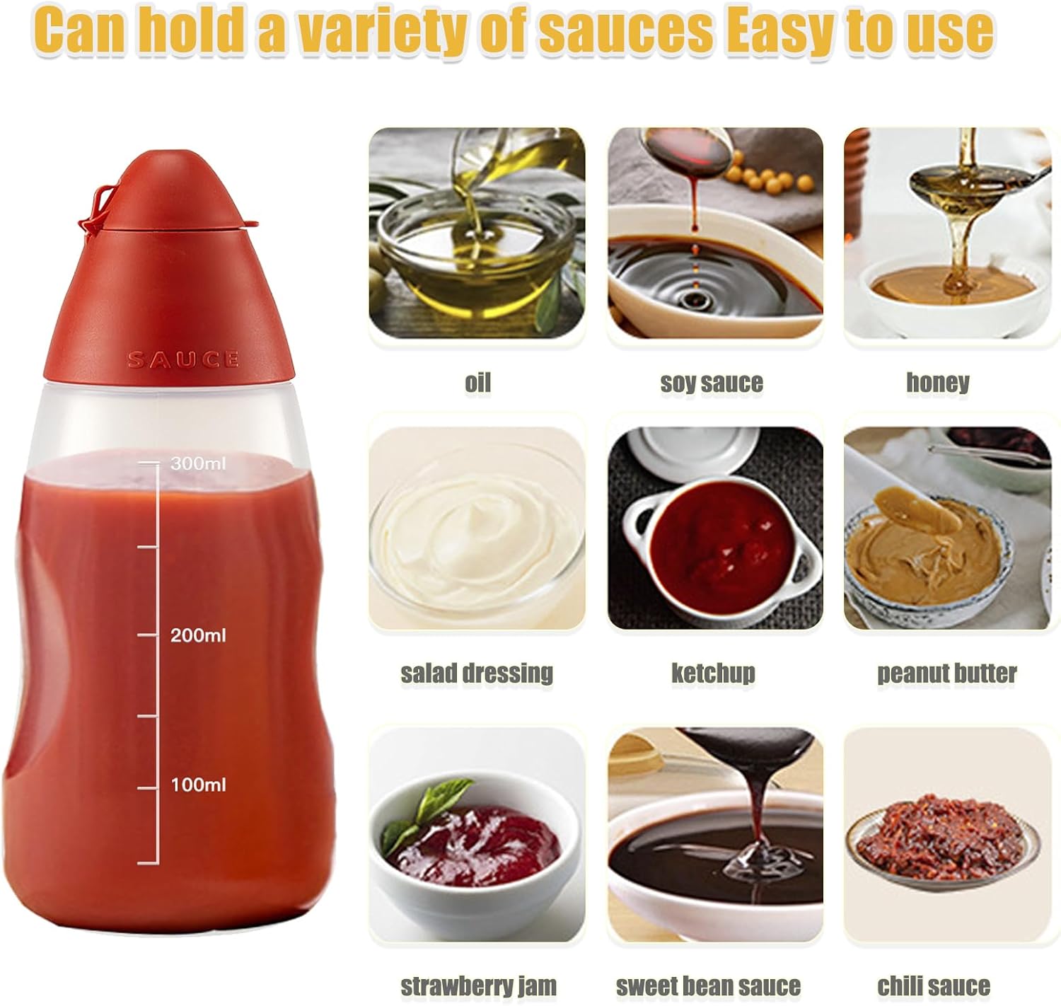 ORIJOYNA 18 oz Condiment Squeeze Bottles 3-Pack