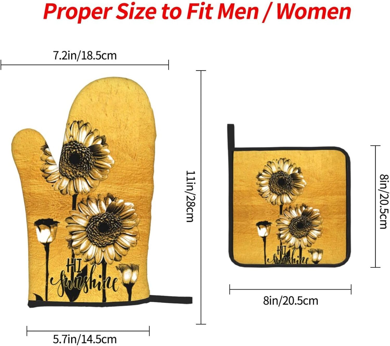 TNOKKU Sunflower Oven Mitts Set for Women