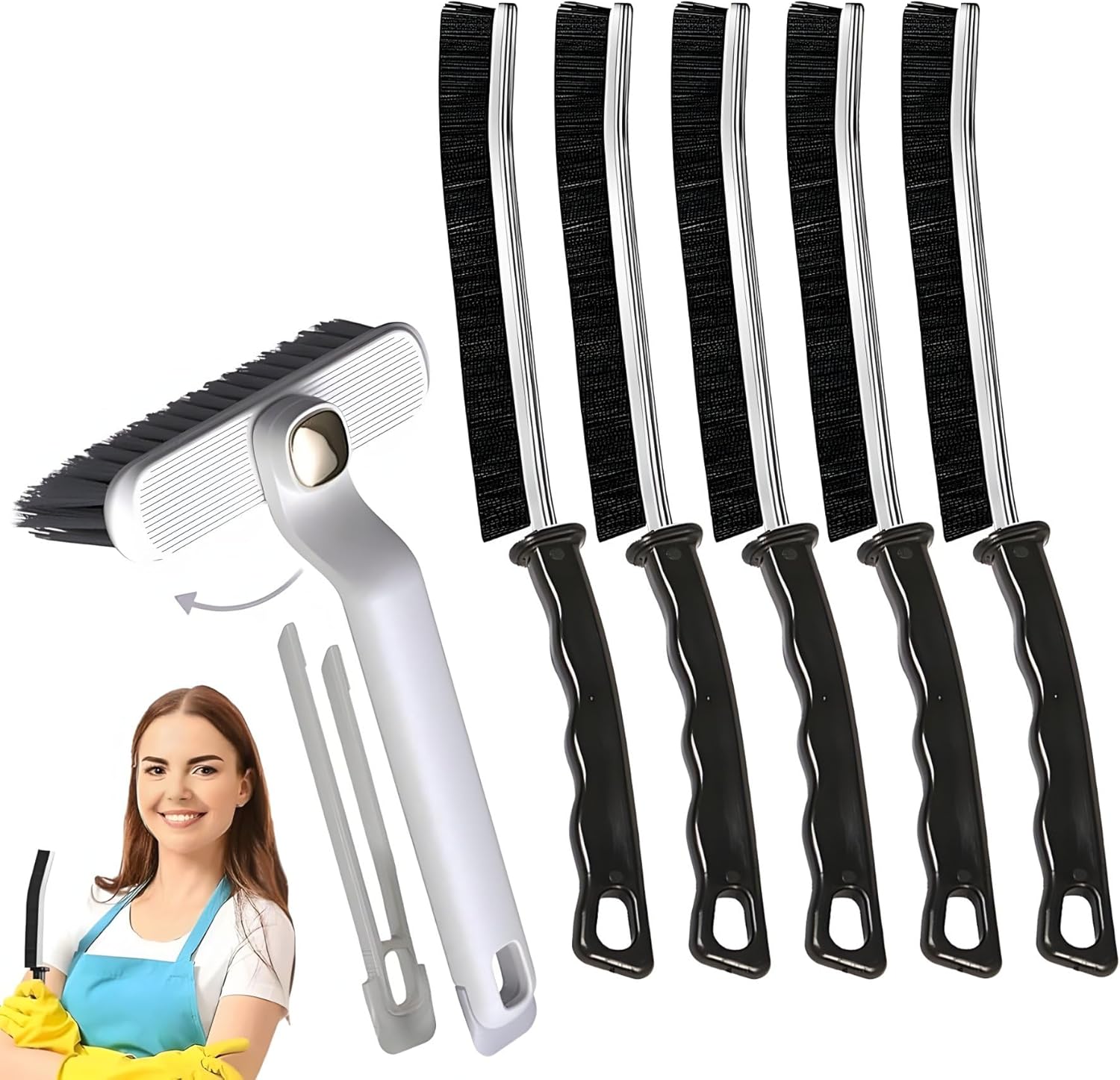 TKPARK 6PCS Hard Bristle Crevice Cleaning Brush Set