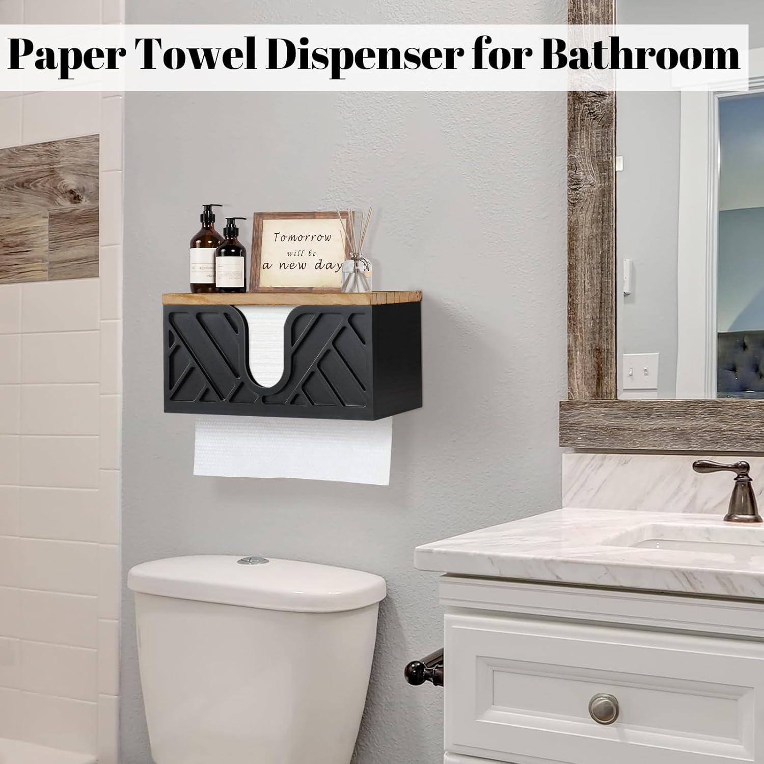 Zecela Wood Paper Towel Holder with Lid