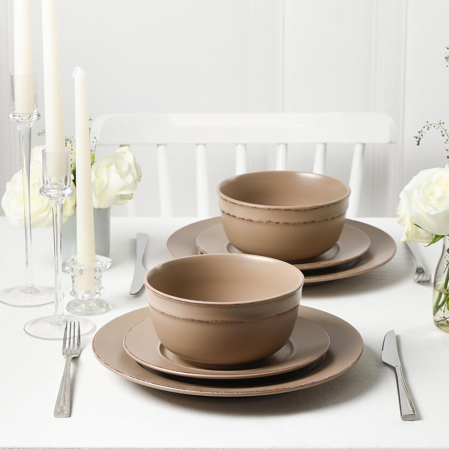 Earth Clay Hazel 12-Piece Stoneware Dinnerware Set 1