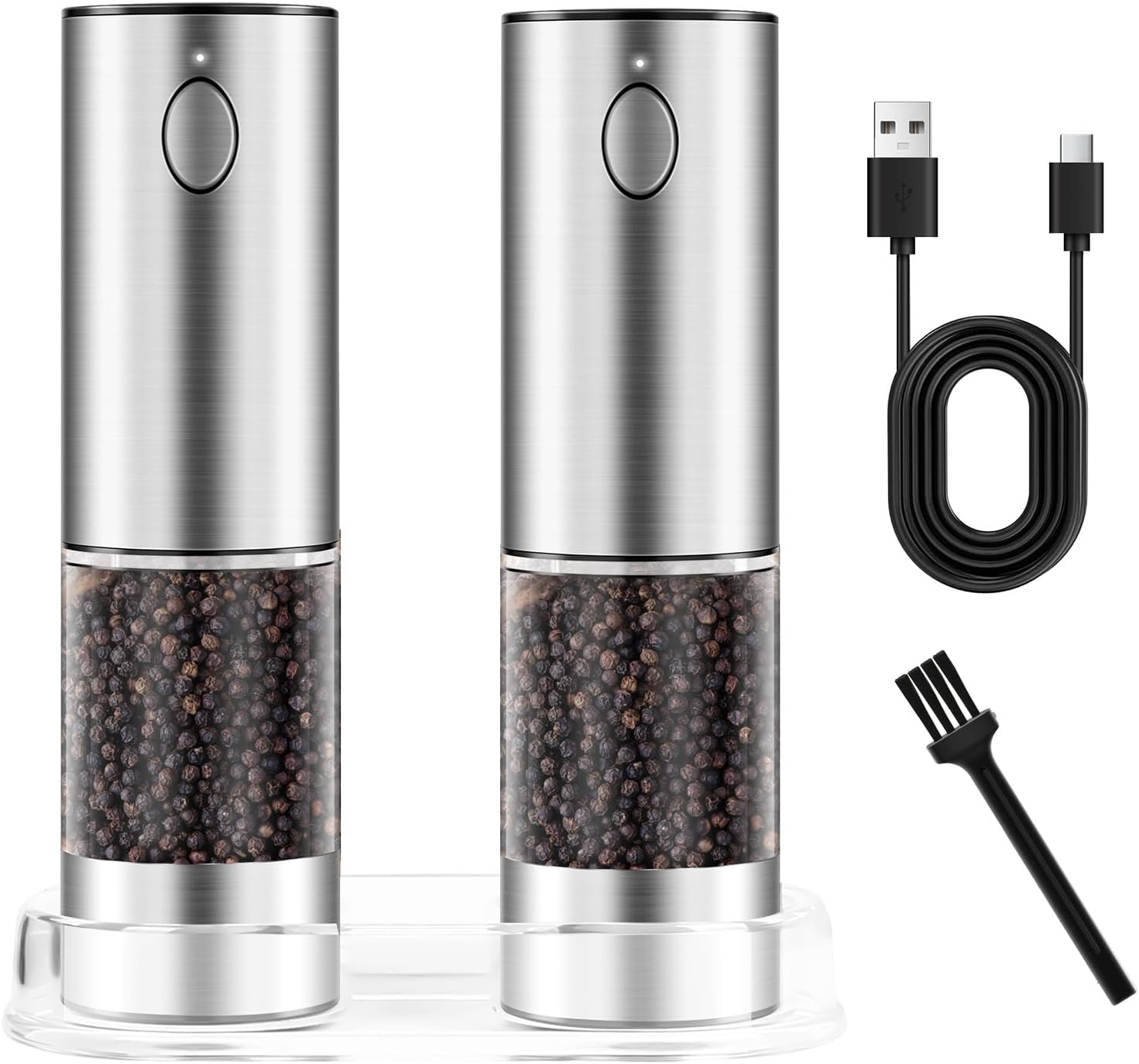 Cupidove 2PCS Electric Salt and Pepper Grinder Set