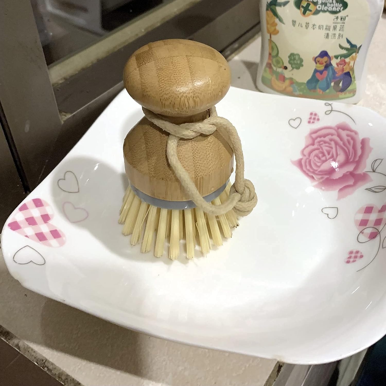 DREZUR Sicastar Mini Bamboo Dish Scrub Brush 2 Pack