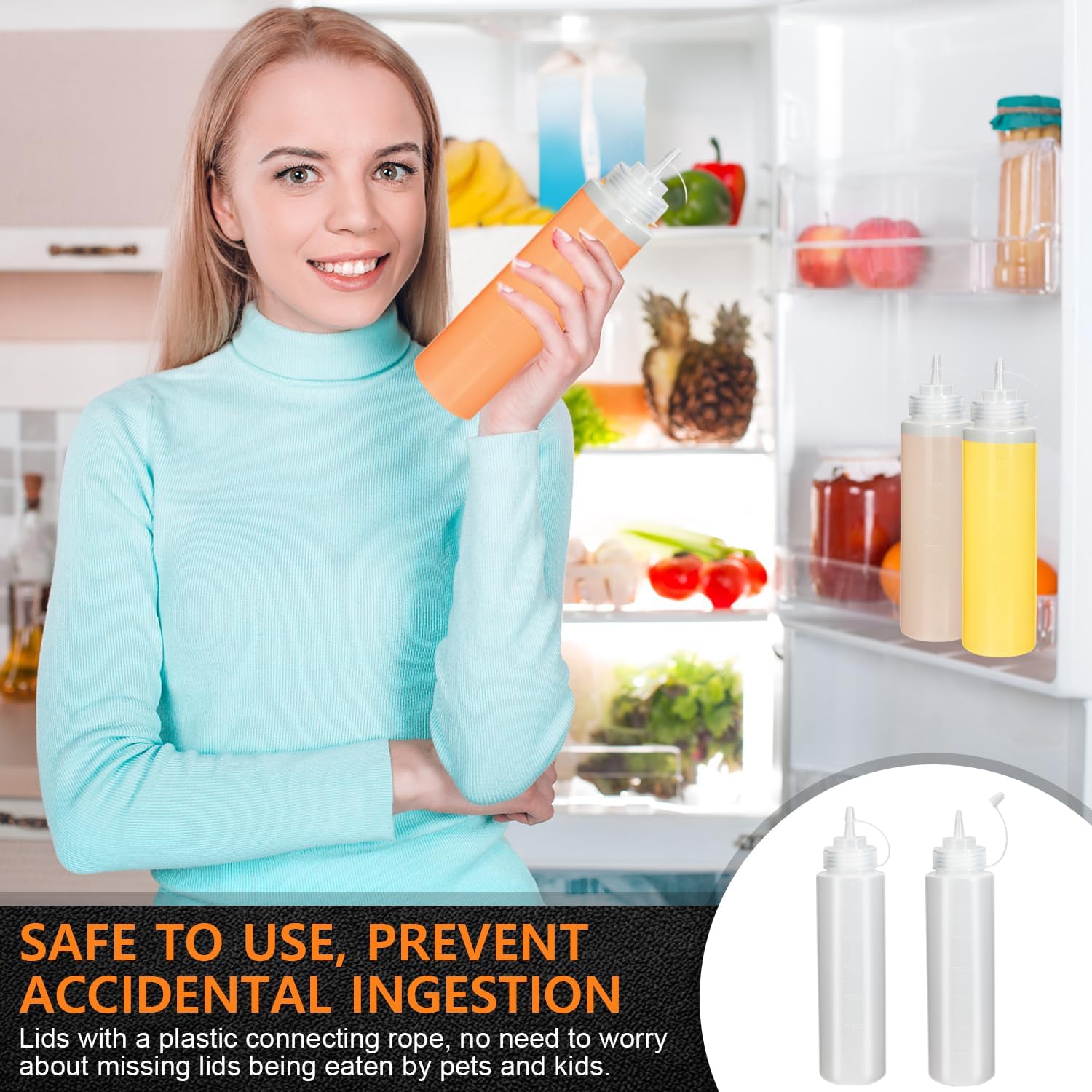 OAMCEG 16OZ Squeeze Bottles 8 Pack BPA Free Durable