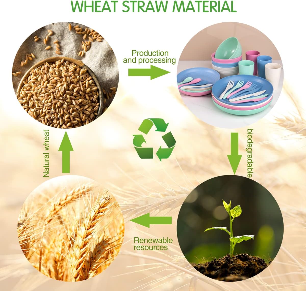 Supernal Wheat Straw Dinnerware Set 16pcs