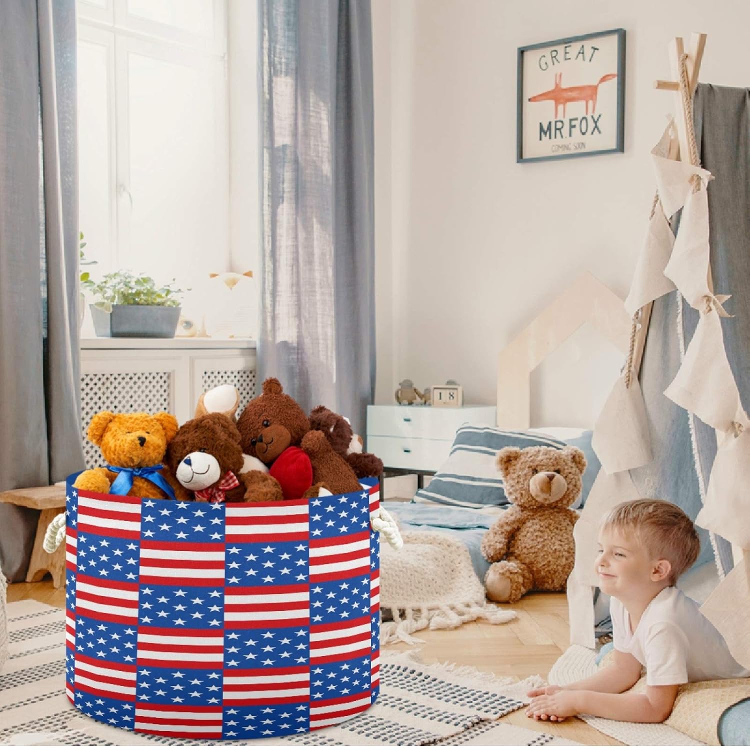 visesunny Collapsible Large Capacity Basket with Cotton Handles