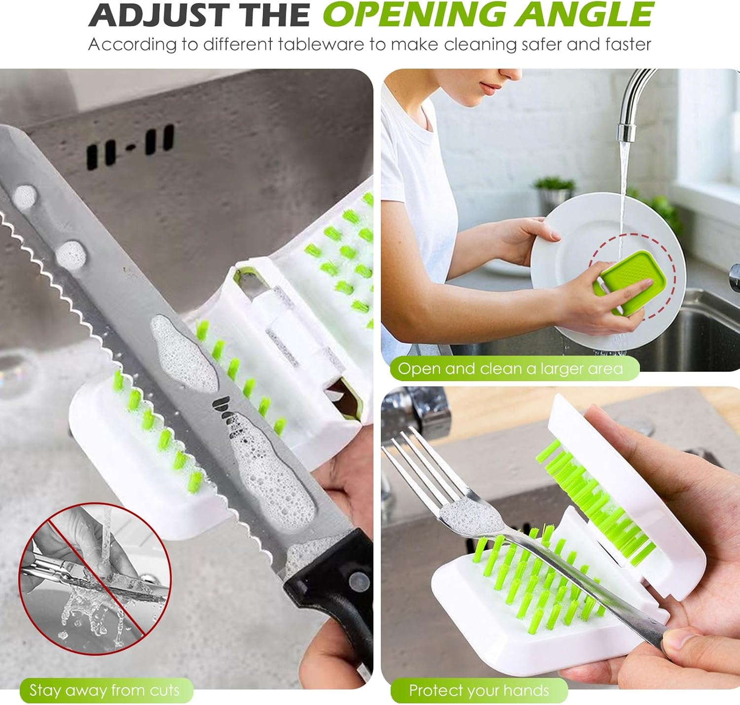 Kearning Openable Knife Brush with Handgrip - Green