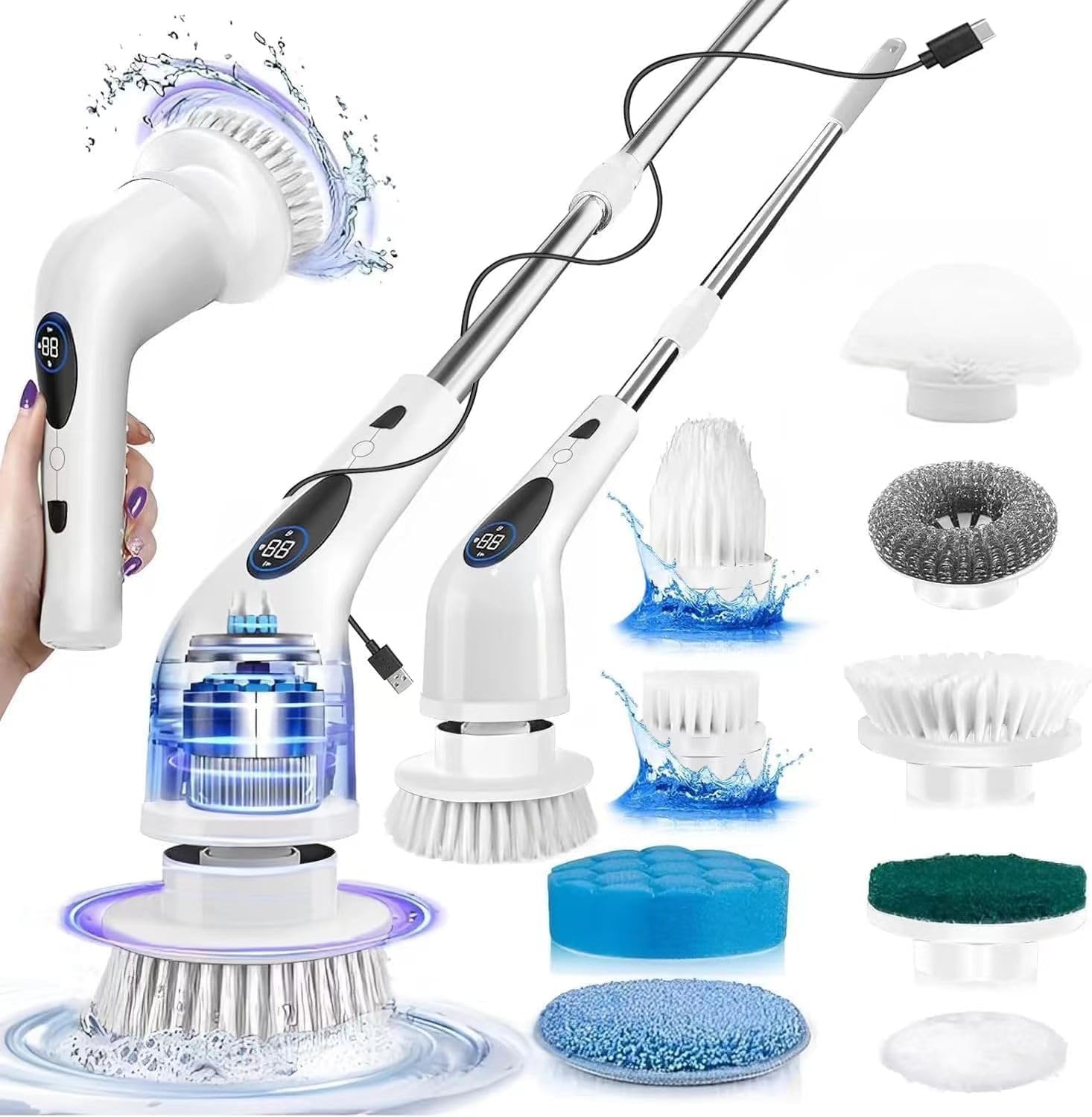 COMUSTER Electric Spin Scrubber with 9 Brush Heads 1