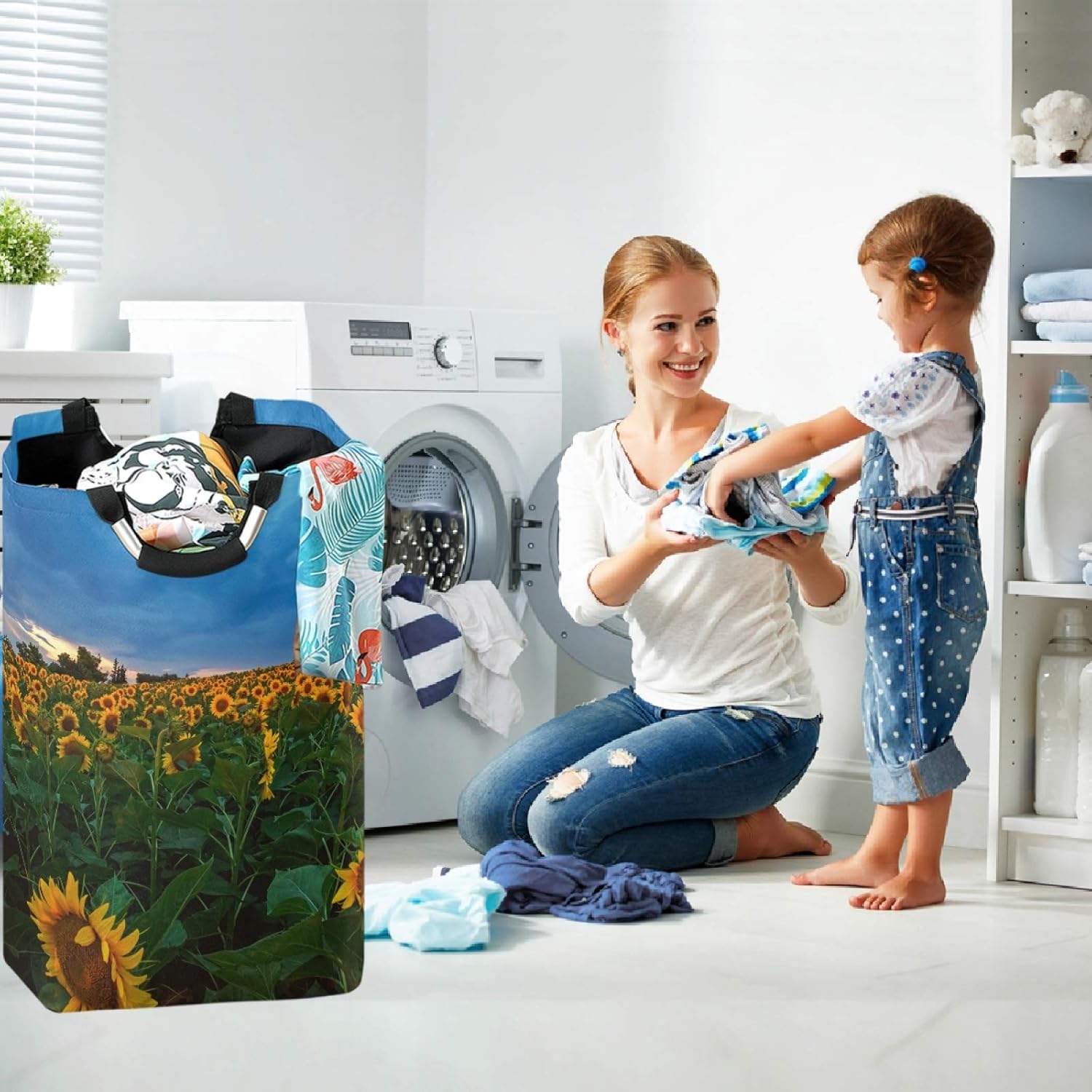 visesunny Large Capacity Laundry Hamper Basket with Aluminum Handle
