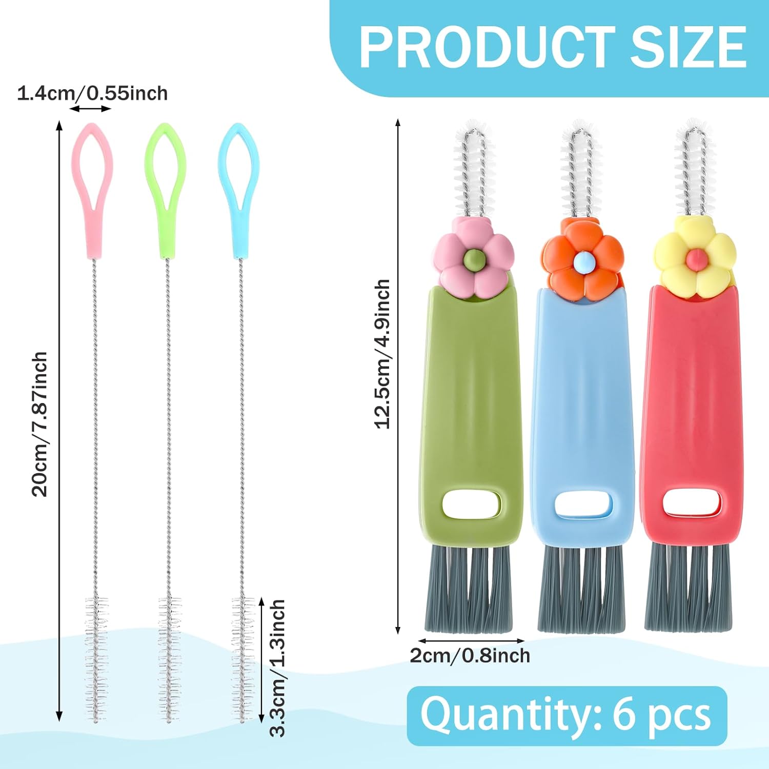3Pcs 3 in 1 Cup Lid Cleaning Brush Set with Straw Cleaner