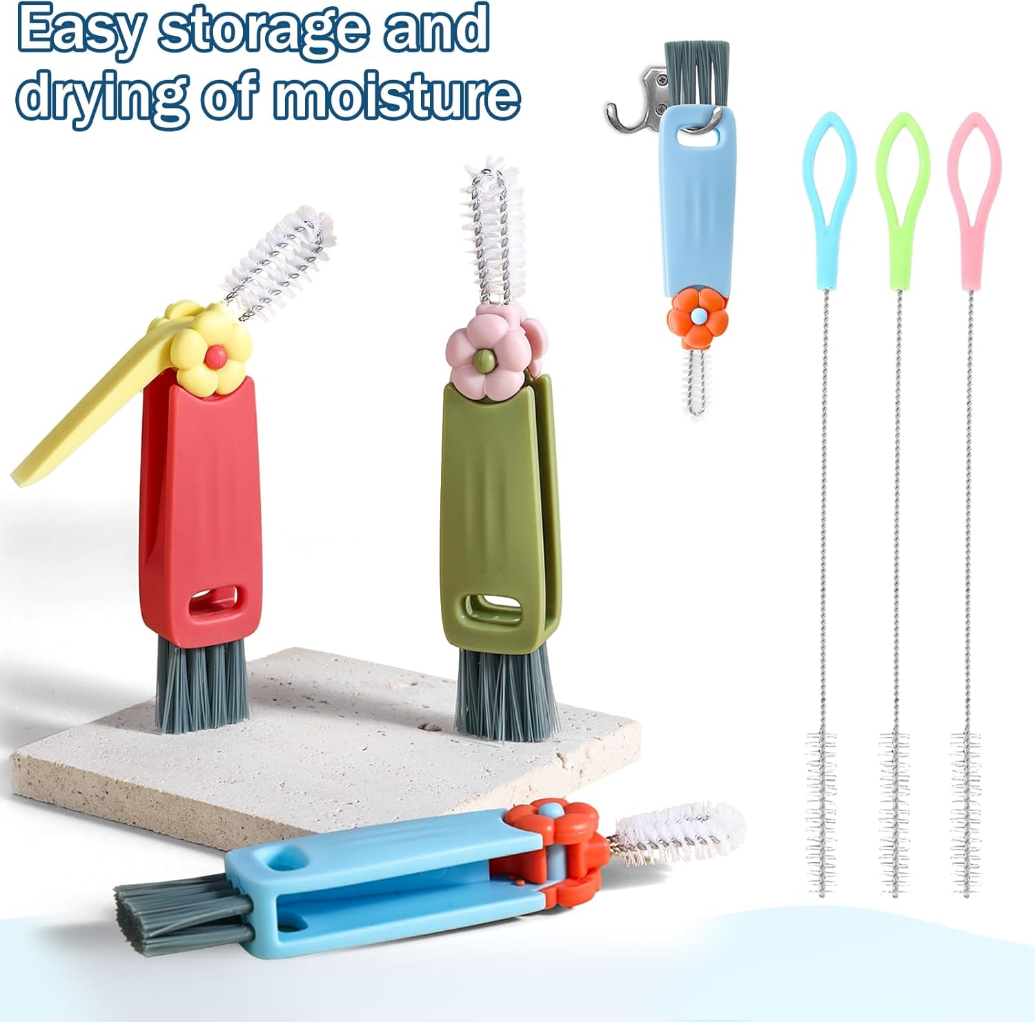 3Pcs 3 in 1 Cup Lid Cleaning Brush Set with Straw Cleaner