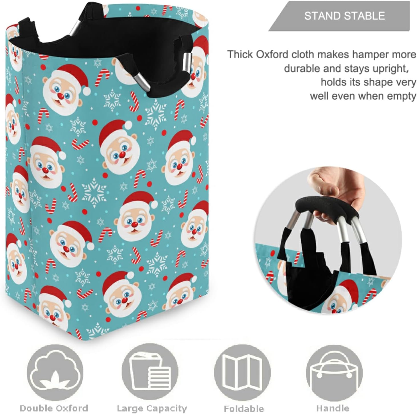 visesunny Large Capacity Laundry Hamper with Santa Design