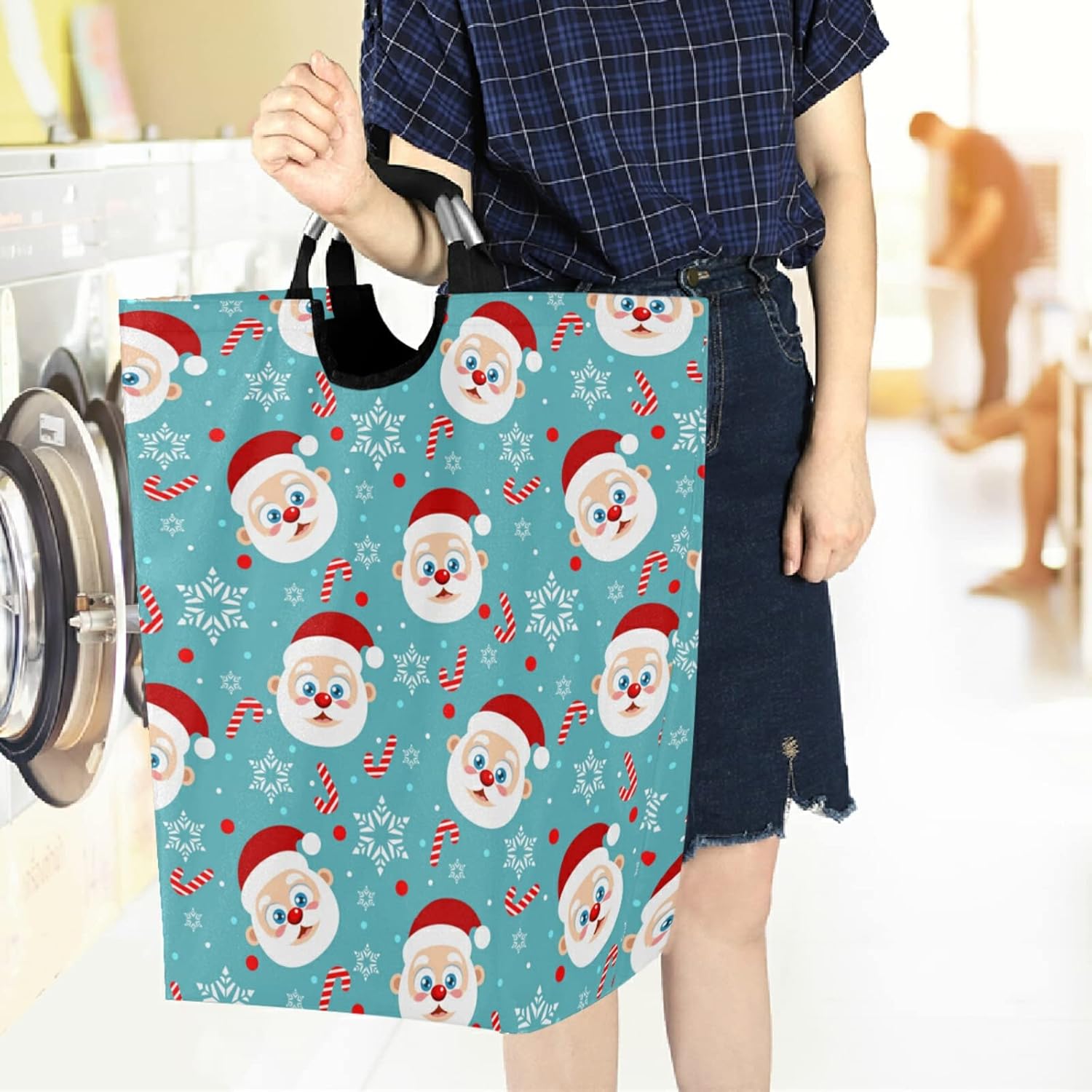 visesunny Large Capacity Laundry Hamper with Santa Design