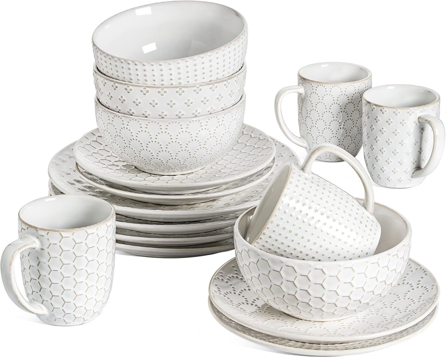 LE TAUCI 16 Piece Dinnerware Set Arctic White