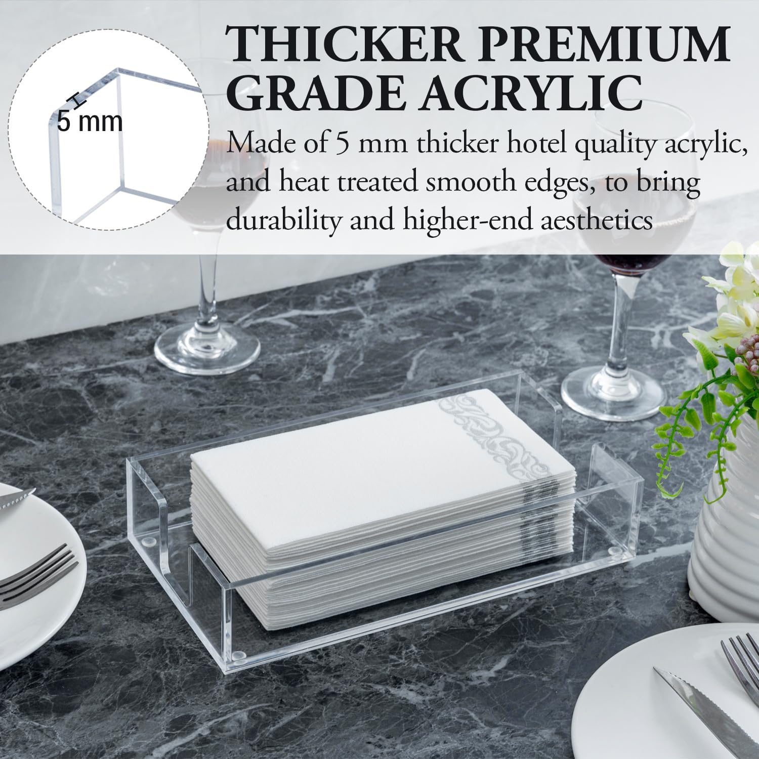 MyGift Premium Clear Acrylic Towel Tray for Vanity Countertop