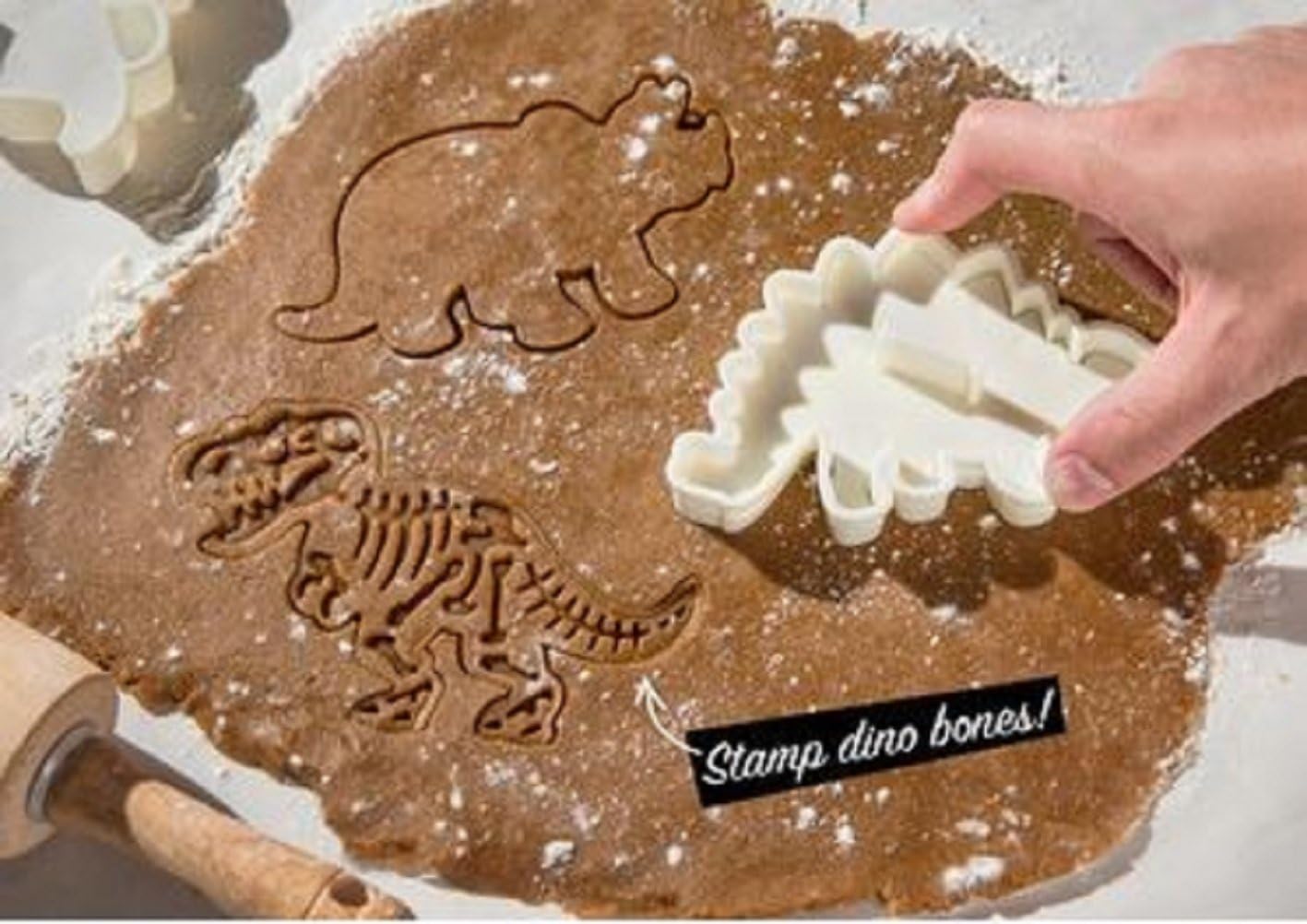 3 Dinosaur Cookie Cutters T-Rex Triceratops Stegosaurus by Jolly Jon