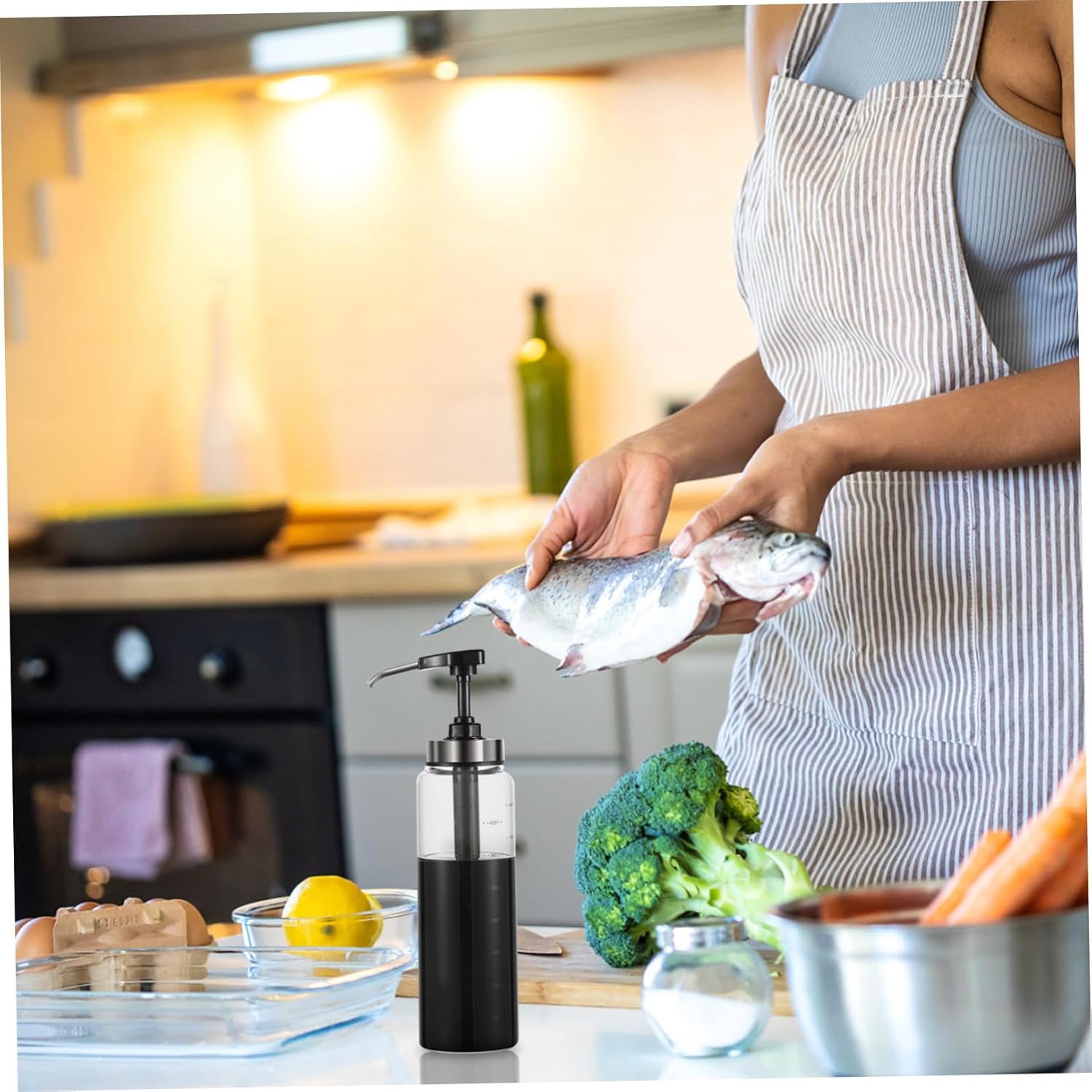 500ml Glass Stainless Steel Squeeze Sauce Bottle