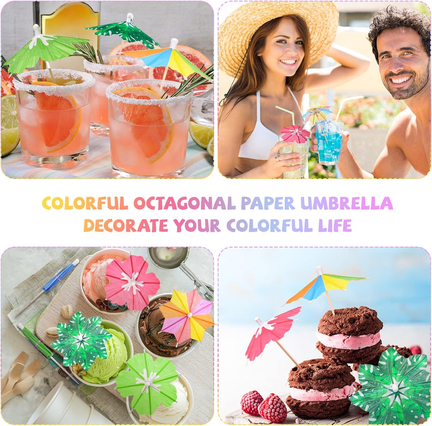 150pcs Tropical Cocktail Umbrellas with Wood Sticks