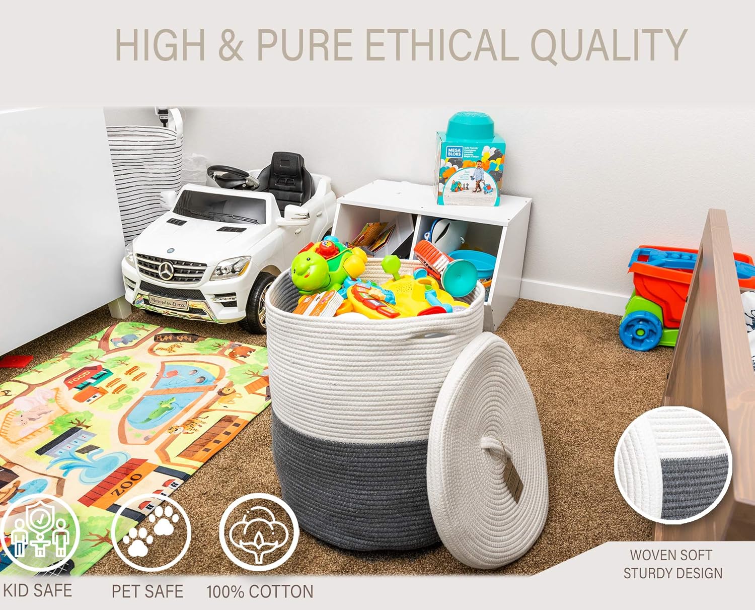 Mevyucr Large Woven Laundry Basket with Lid