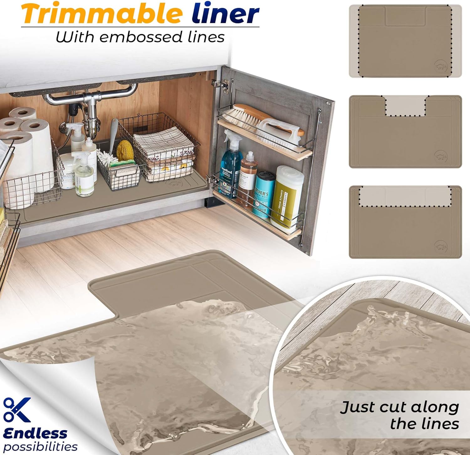 Famous Dino Under Sink Mat - Adjustable Waterproof