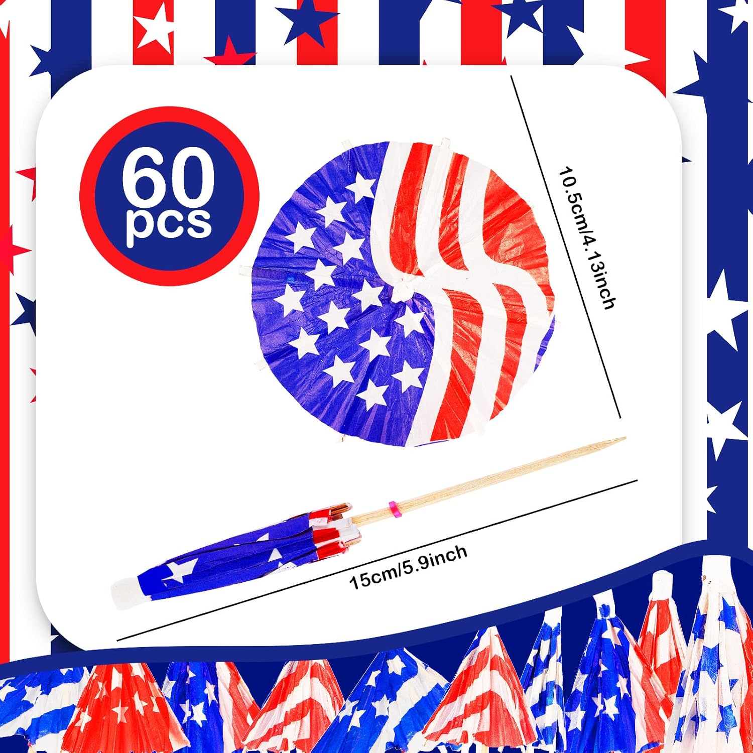 160 Pieces 4th of July Cocktail Picks with US Flag Paper Umbrellas 1