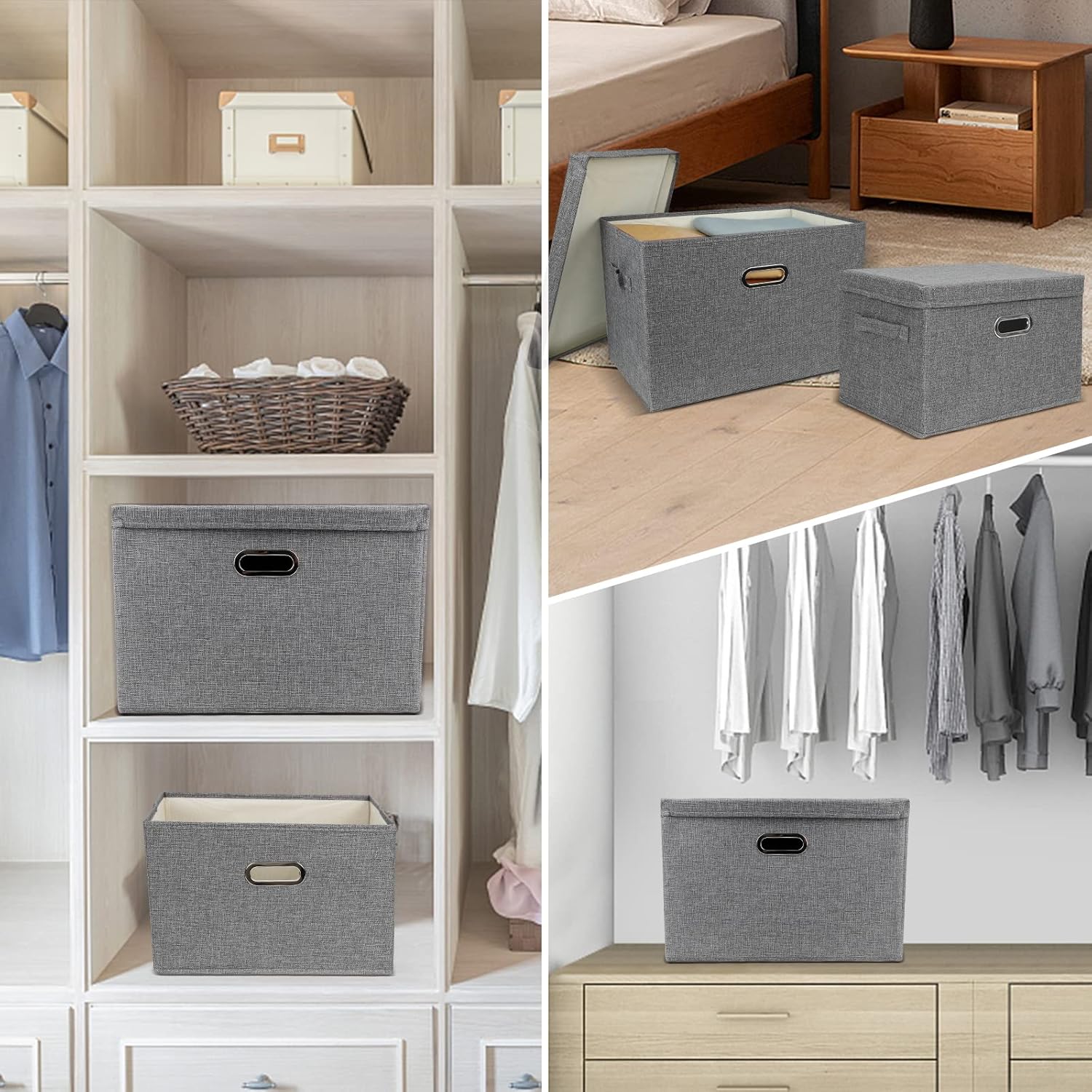 DAYARD Foldable Lidded Storage Bins with Handles