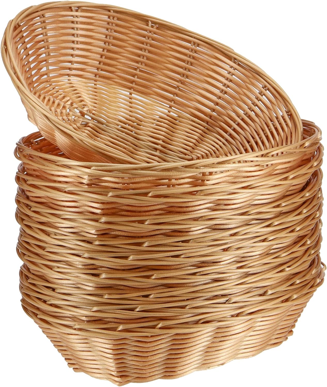 SINJEUN 20 Pack Light Brown Wicker Bread Basket