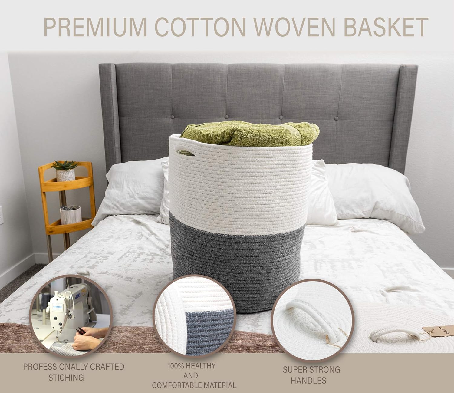 Mevyucr Large Woven Laundry Basket with Lid