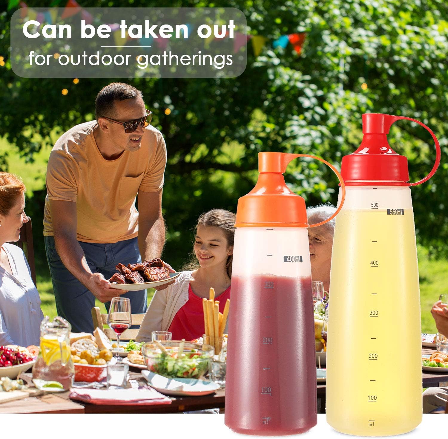 Ondiomn 2 Pack 180ml Wide Mouth Squeeze Bottles BPA Free